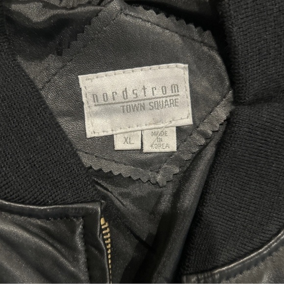 NWT Nordstrom Black lamb Leather Bomber Jacket XL - Picture 5 of 6